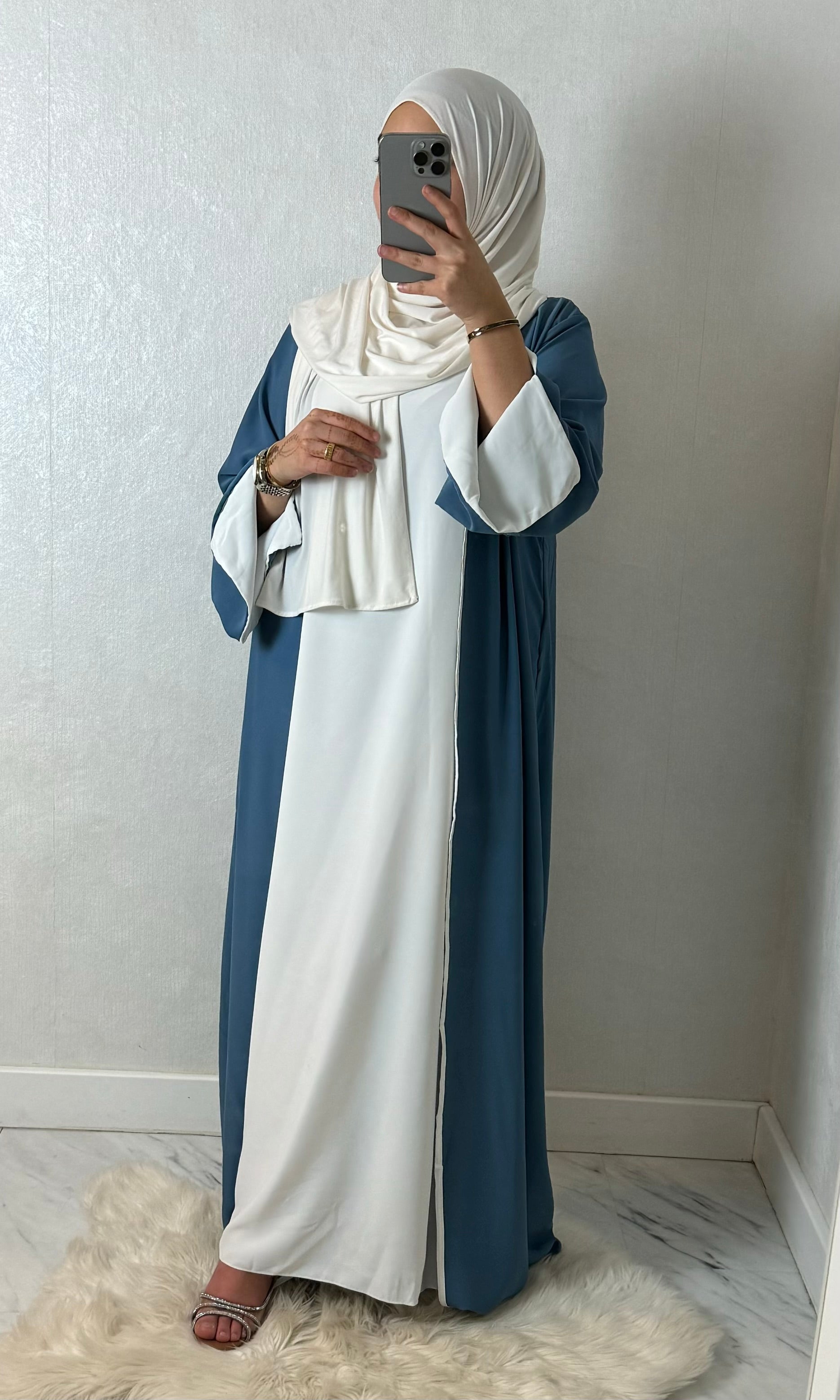 2-Teiler Abaya - Blue/ white