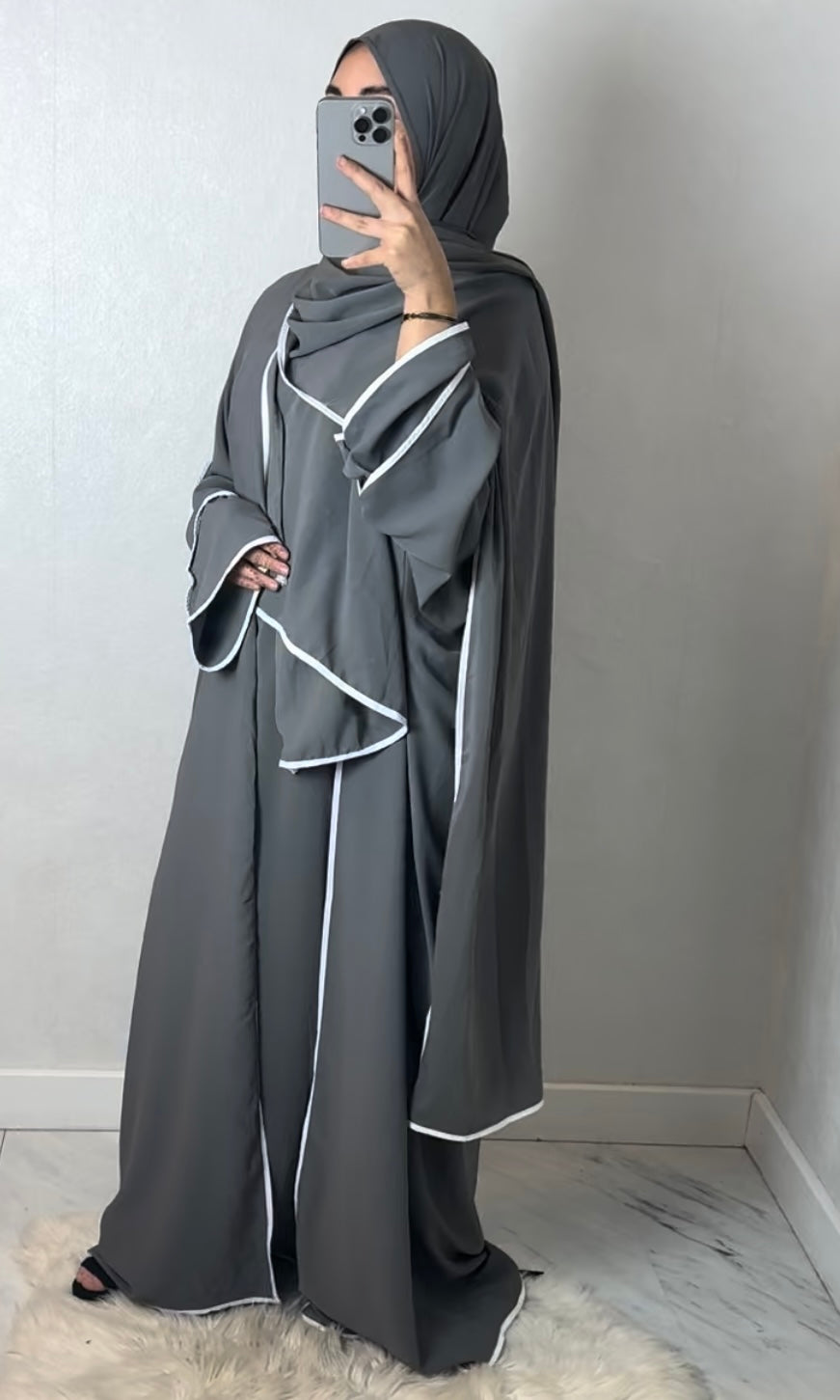 3-Piece Abaya - Grey