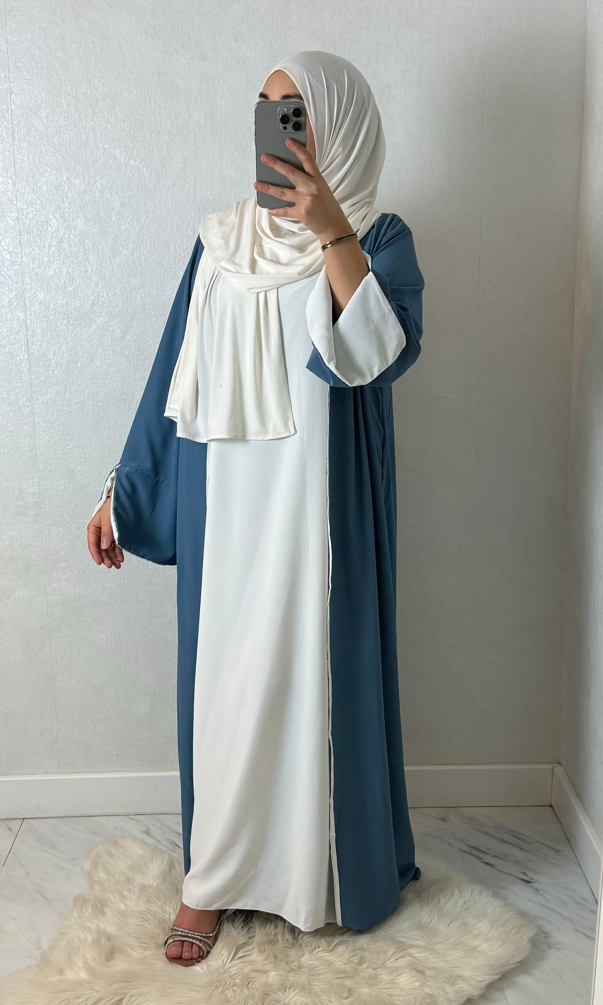 2-Teiler Abaya - Blue/ white