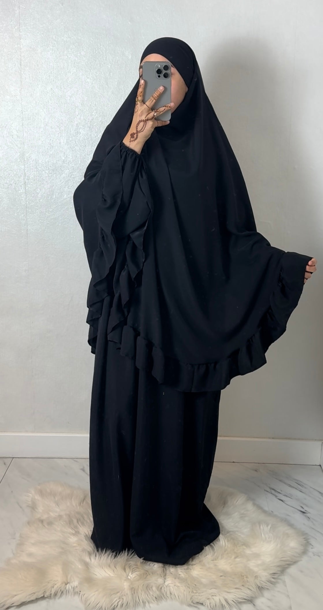 Khimar Abaya Set - Schwarz