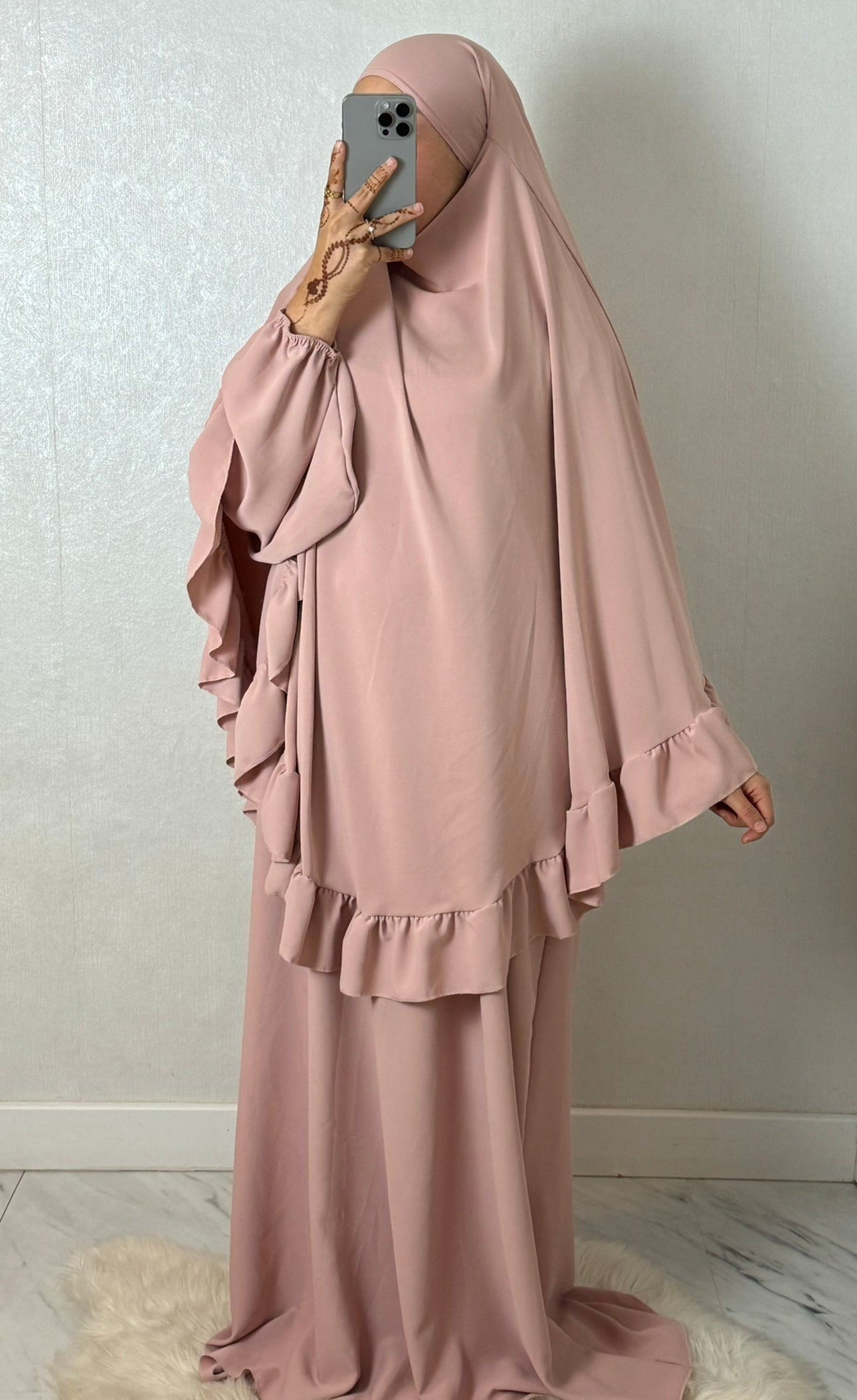 Khimar abaya set - Rose