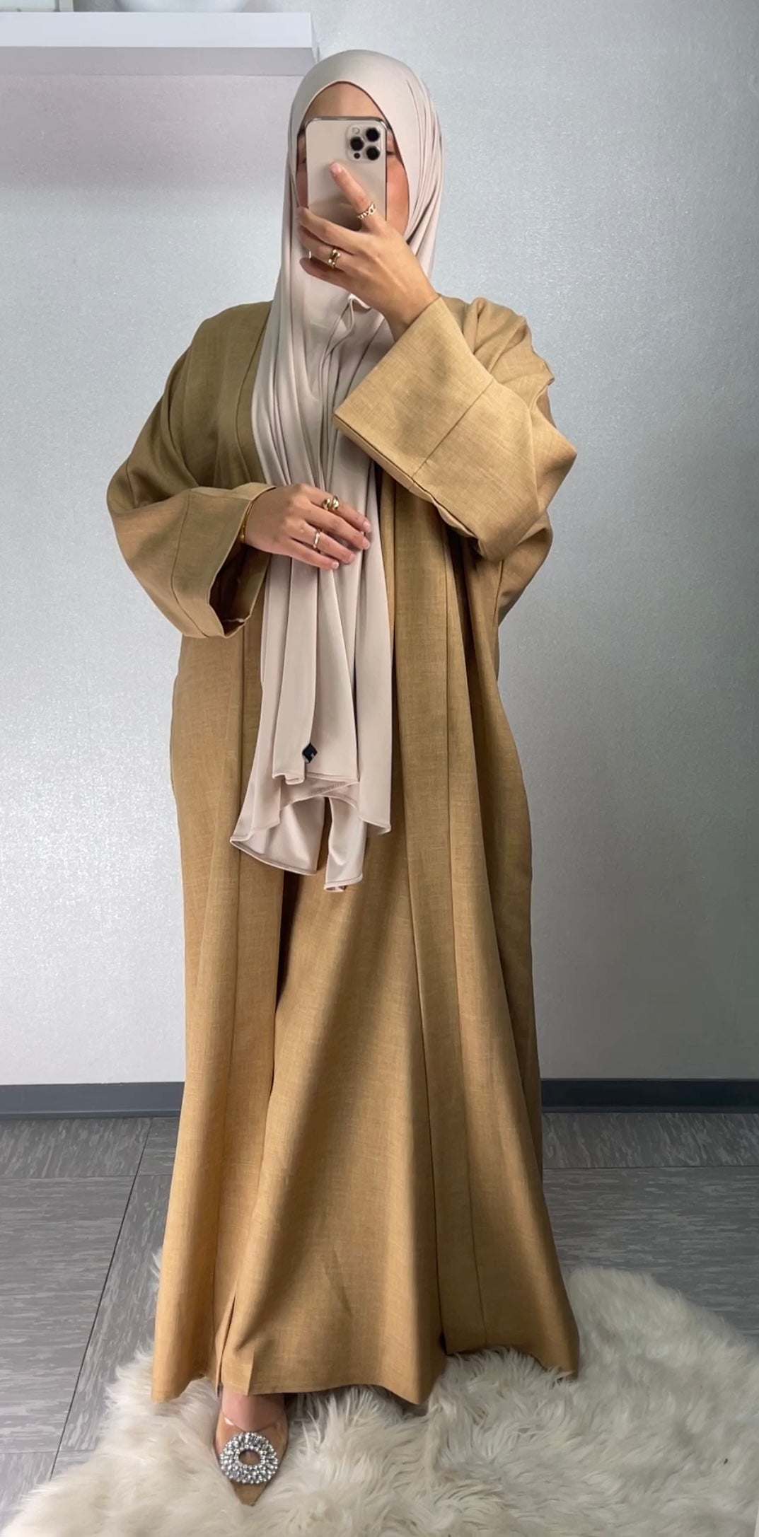 Leinen Abaya in Camel