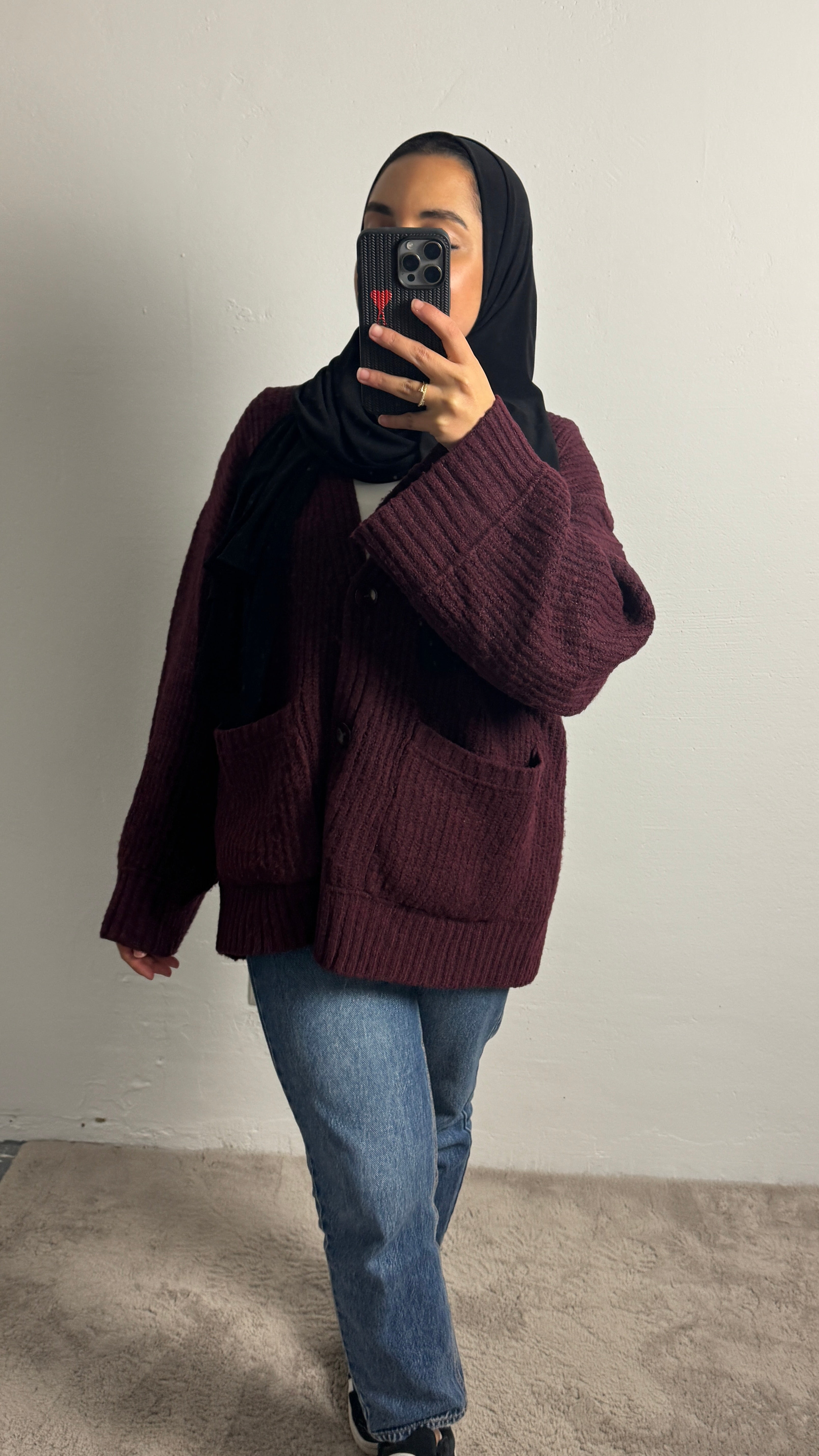 Oversize Cardigan in Bordeaux