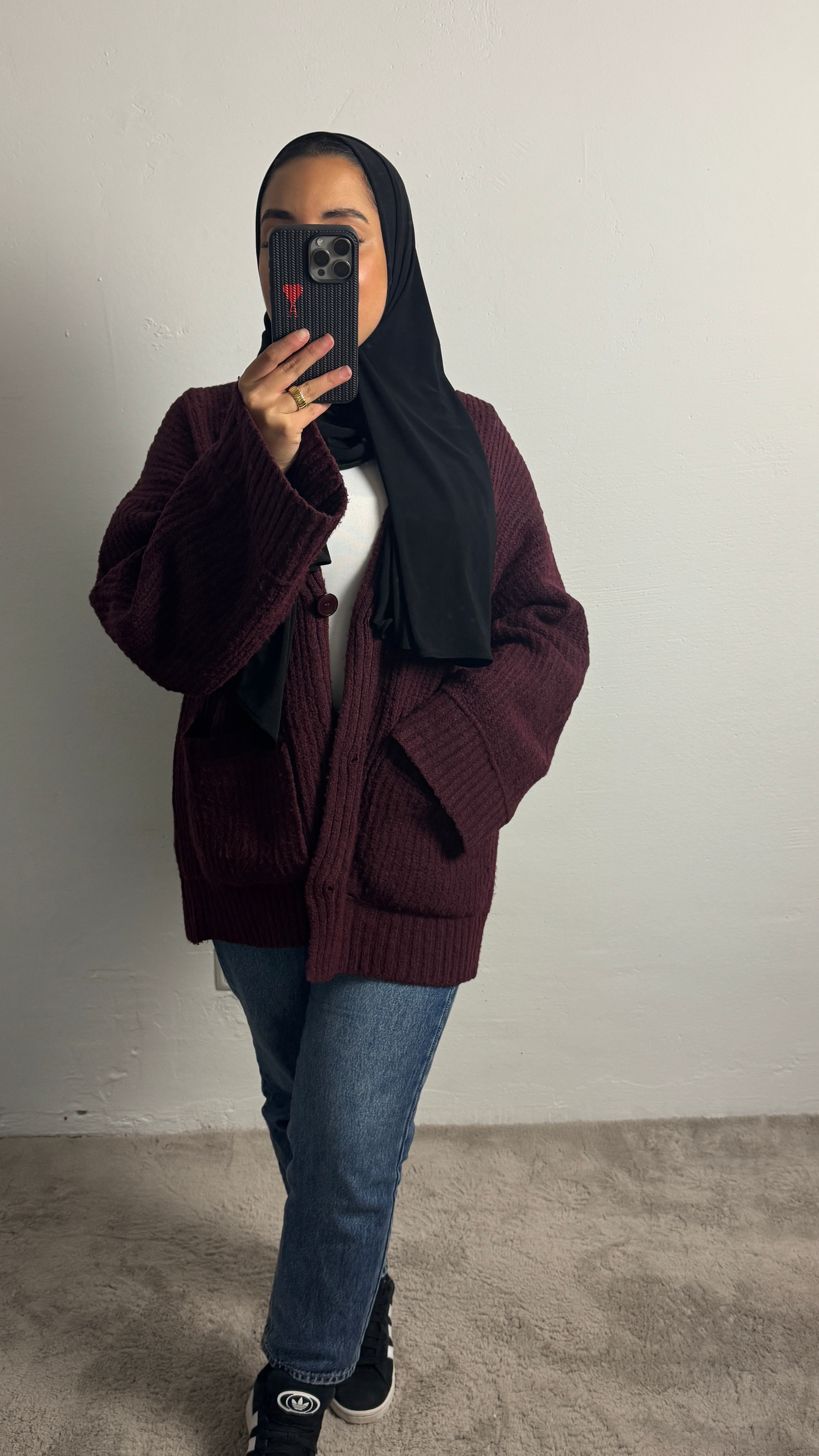 Oversize Cardigan in Bordeaux