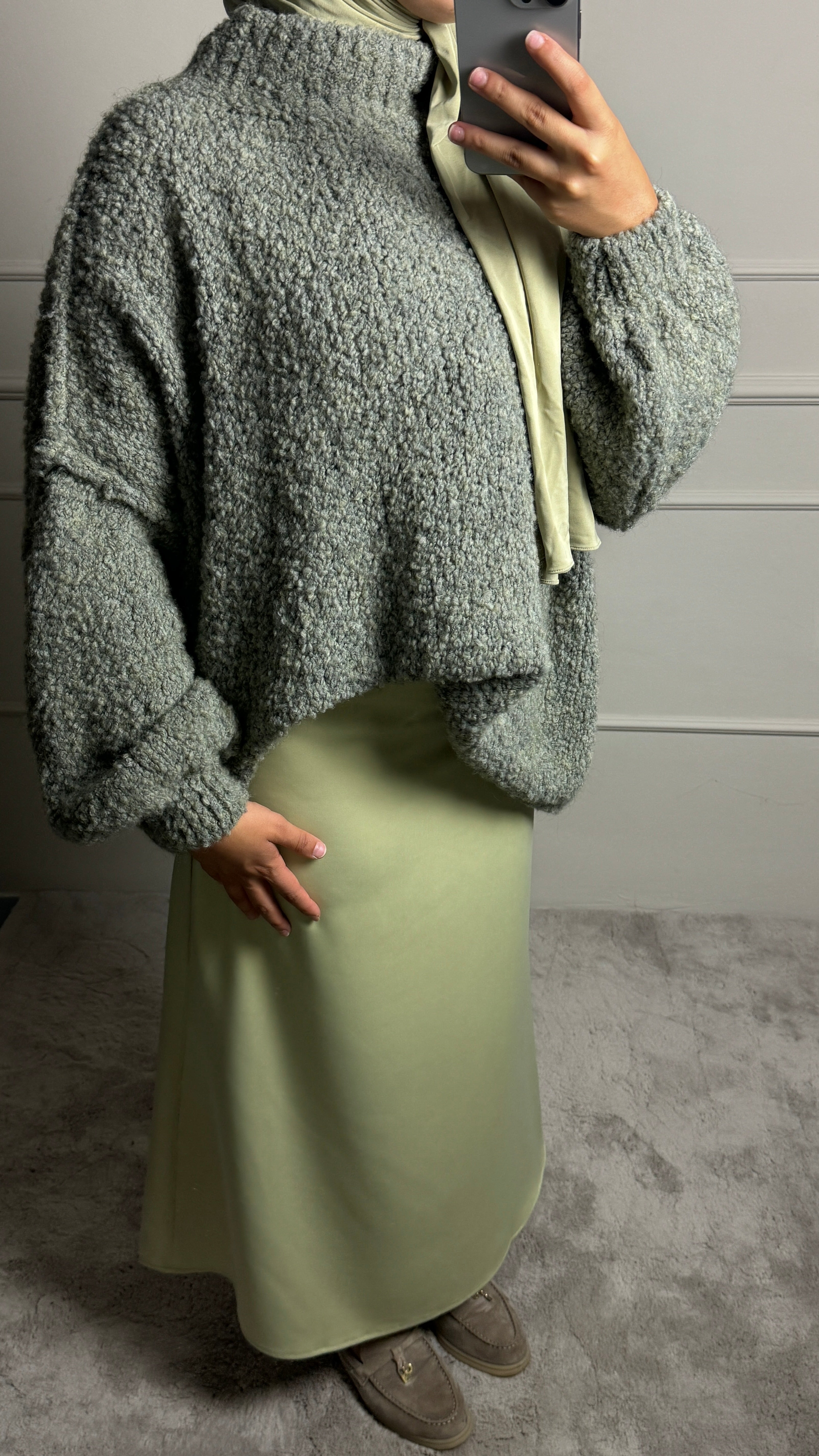 Fleece Pullover in grün