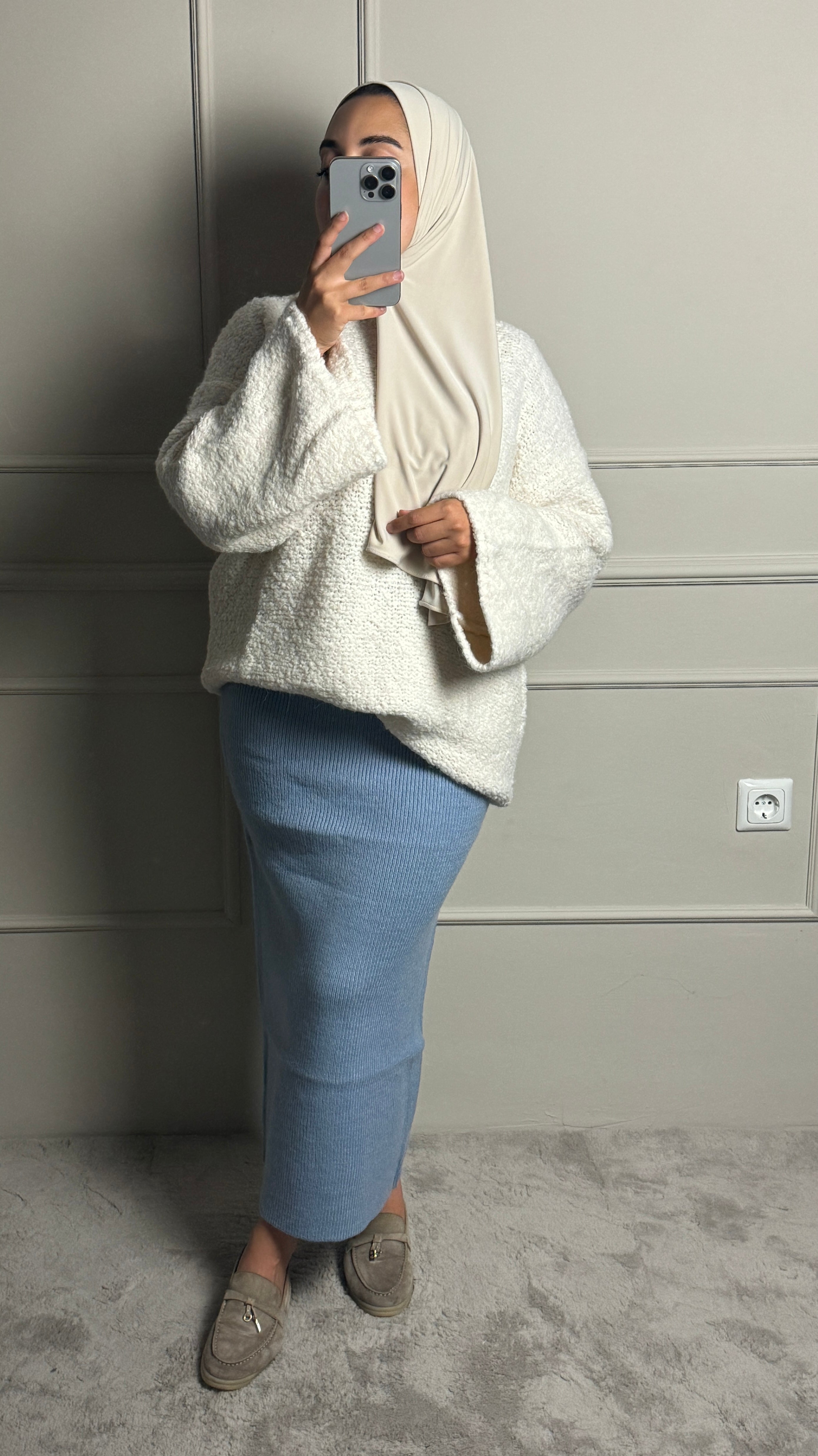 Pullover mit weiten Ärmeln in Creme